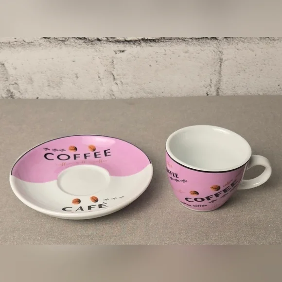 Vintage Café Coffee Cups & Saucers Set of 6 Multicolor Espresso Style - Picture 7 of 12